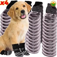 4 Pcs Comfortable Breathable Non-Slip Floor Protection Dog Paw Socks - Soft Elastic Adjustable Strap