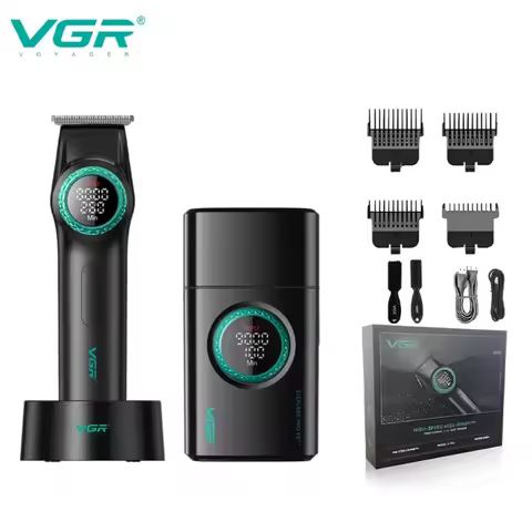 VGR Hair Trimmer Professional Hair Cutting Machine Barber Electric Beard Trimmer Hair Clipper Metal 