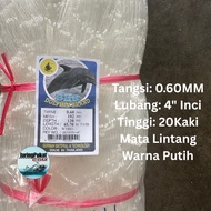 060MM X 102MM (4"Inci) X 120MD X 45.7Mtr Jaring Pukat Ikan / Mata Lintang / Isi Kosong / Warna Putih