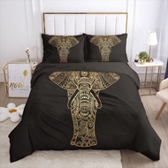 ♔ 3D Duvet Cover Set Bedding Sets Comforter Quilt Cover Bed Linen King Queen Black Gold Lotus Design
