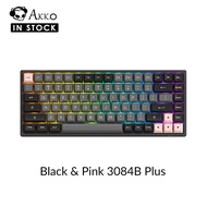 Akko Black &amp; Pink 3084B Plus Multi-modes Wired/Bluetooth 5.0/2.4G Wireless RGB Mechanical Gaming Keyboard, PBT Keycaps