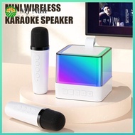 MJNS LED Light Karaoke Machine with 2 Wireless Microphone ABS Bluetooth Speaker Portable HD Sound PA System Music Speaker Home