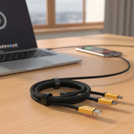 3 in 2 Multi USB Cable, USB A to Type C/Lt/Micro USB, Fast Charging Cord for iPhone/Type C/Micro And