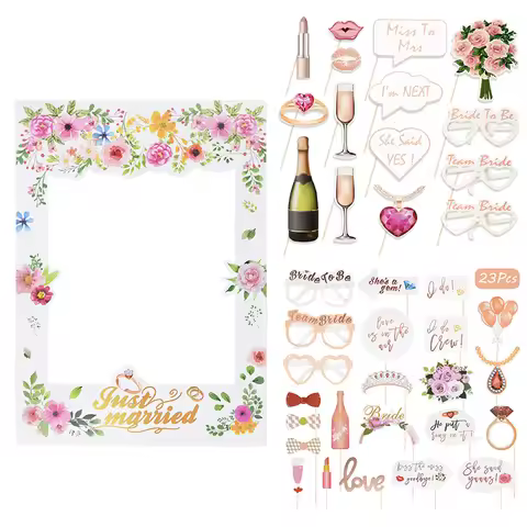 Wedding Decoration Photo Booth Props Team Bride To Be Funny Lip Paper Glasses Photo Frame Prop For B