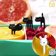 TS 6/10 Pieces Mini Cute Cartoon Eyes Dessert Fork / Kawaii Animal Cat Decorative Bento Box Fruit Fo