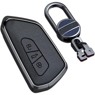 SANRILY Keyless Premium Metal and Leather Key Fob Cover for VW ID.4 2020 Skoda Octavia Seat Leon MK4