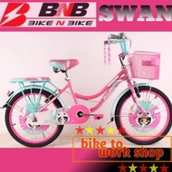 Sepeda Mini 16 18 20 Bnb Swan Anak Perempuan Keranjang Boncengan