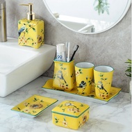 New Chinese ceramic bathroom supplies bathroom accessories with toothbrush holder soap dispenser tray Wedding decoration