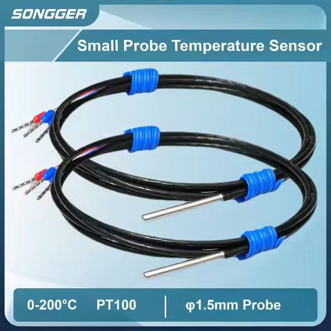 Ultra Thin PT100 Temperature Sensor RTD Probe Waterproof Stainless Steel 1.5mm 2mm 3mm 4mm High Prec
