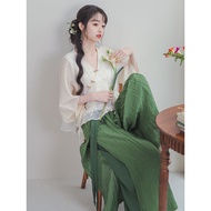 Zhihe Guoyi Daily Zen Sense of Crane Embroidery Tea Cloth Set New Chinese Spring Short Sweat Women's