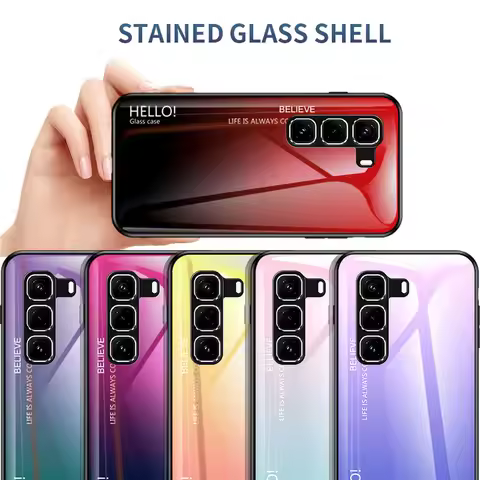 Gradient Tempered Glass Protect Case for Infinix Hot 50 Pro + 50 40 Pro 40i 30i GT 20 Pro Infinix No
