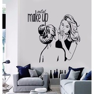 Vinyl Wall Decal Make Up Artist Wall Sticker Cosmetic Beauty Salon Decor Wall Mural Removable Make U