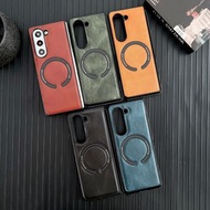 皮質磁吸環折疊手機殼 Magnetic Ring Leather Phone Case for Samsung Z-Flip 5, 4, 3, Z-Fold 5, 4, 3, Huawei Mate 