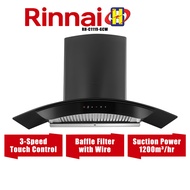 Rinnai Cooker Hood (90cm) 3-Speed Settings Touch Sensor Control Mesh Filter Glass Chimney Hood RH-C1119-GCW