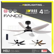 [ 6 Blades ] FANCO CO-FAN Heli Ceiling Fan 56/66"With Optional LED Light 24W