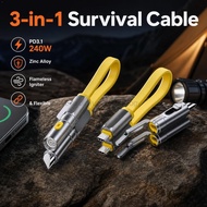 LKY98 240W 4 in 1 USB C To Type C Cable Fast Charging With Cigarrete Light/ Cutting Head 22CM Short 