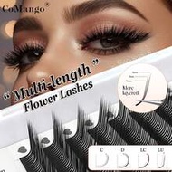 12 Pairs LC Curled Thin 3D/5D/6D Fairy Eyelash Extension Set, Wet Lash Cluster Fan-Shaped Pre-Made L