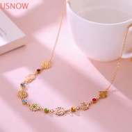 USNOW 7 Chakra Necklace, Stainless Steel Gold Color Chakra Charm Choker, Women Accessory Choker Styl