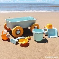 兒童海邊沙灘車玩具套裝決明子寶寶拖車海灘挖沙鏟子玩沙子桶工具