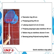 Jaring serok stainless siap pakai / serok ikan super kuat / diameter 30 cm / sair ikan besar