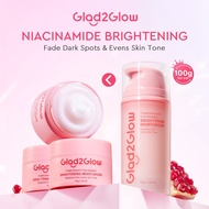 Glad2Glow Pmomegranate Niacinamide Brightening Moisturizer Big Size （100g）Whitening Glowing Day Face
