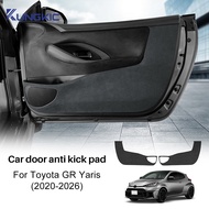 KUNGKIC For Toyota GR Yaris 2020-2026 Suede Car Door Kick Pads Anti-Dirt Mat  Interior Accessories