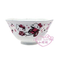 ♥小花花日本精品♥Hello Kitty櫻花.人力車 日式 陶瓷碗 飯碗 湯碗 點心碗 美濃燒 日本製11188704