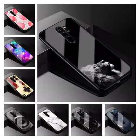Tempered Glass Case For Xiaomi Redmi 9 Case Glass Back Cover Soft Bumper For Redmi Note 8 Pro Note 8