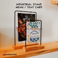 Stand Menu Industrial Gantungan Tent Card Foto Nomer Meja Kalender Kayu Resto Cafe