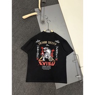 T-shirt Evisu/T-shirt Evisu Lelaki dan wanita T-shirt bercetak T-shirt kasual pakaian kasual kecerga