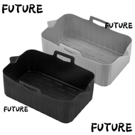 HL-FUTU Air Fryer Baking Tray, Rectangle Silicone Air Fryer Basket, Reusable Rectangle Basket Contai