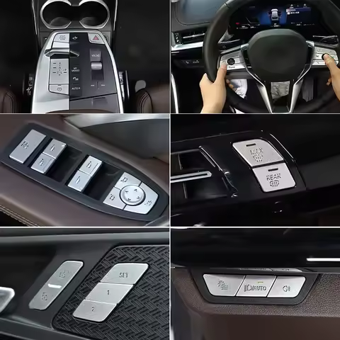 For BMW X1 U11 2023+ Aluminum Alloy Silver car styling Car Door Lock Seat Memory Button Sticker Car 