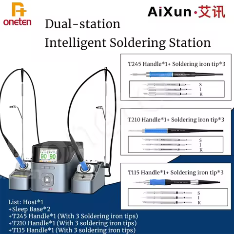 Aixun T420D Dual Channel Intelligent Soldering Station with T245/T210/T115 Welding Handle Iron Tip f