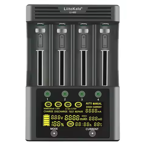 LiitoKala Lii-600 Battery Charger For Li-ion 3.7V and NiMH 1.2V Battery Suitable for 18650 26650 217