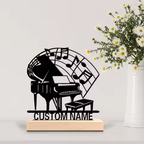 1pc New Design Personalized Custom Grand Piano Metal Statues Music Lover Is Gift With Wooden Frame P