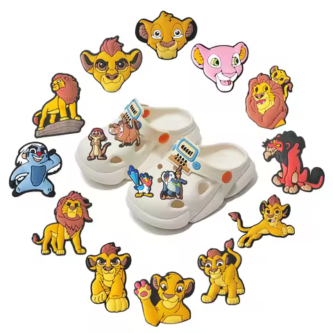 1-16PCS Lion King Simba Shoe Charms PVC Sandals Shoes Decoration Clog Shoes Accessories DIY Women Gi