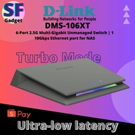 D-Link 6-Port Multi-Gigabit Unmanaged Switch, 5 x 2.5 Gbps Ports and 1 x 10 Gbps Port DMS-106XT