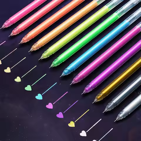 12 Color Large Capacity Needle Highlighter Fine Tip 0.5mm Gel Pen Drawing DIY Black Cardstock Drawin
