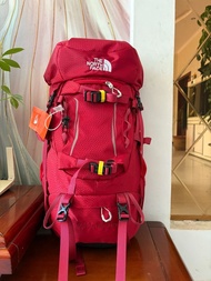 全新The North Face北面35L+5L登山包紅色帶防雨罩 背負系統貼身承重