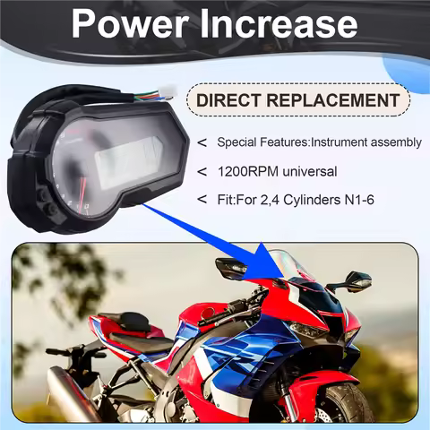 A82M-Motorcycle Universal 1200RPM Odometer Tachometer UTV LCD Digital Speedometer Gauge For 2,4 Cyli
