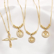 CZ Crystal Virgin Mary Necklaces for Women Gold Plated Caduceus Necklaces Amulet Jewelry nken67