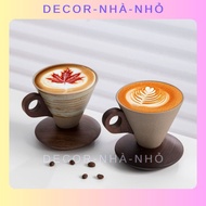 L076 Simple ceramic coffee cup, acacia wood saucer, coffee shop, high-end cup and saucer, coffee cup