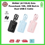 Anker (A110LH) Zolo Powerbank 3C (10K, 35W, BUIT-IN DUAL USB-C CABLE) CCC Certified