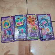 Polly pocket dog house blue, surf beach, hive redBe, purple cabinSnow