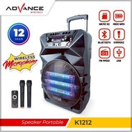 Speaker Aktif ADVANCE 12" K-1212 Koper Wireless Karaoke Bluetooth