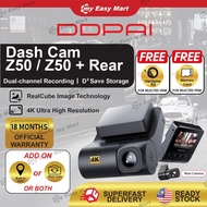 【𝟮𝟰𝗵𝗿 𝗦𝗵𝗶𝗽】DDPAI Dash Cam Z50 4K 2160P / Z40 Full HD GPS Version Front Rear Dashcam 24hrs Recording | 18 MONTHS WARRANTY