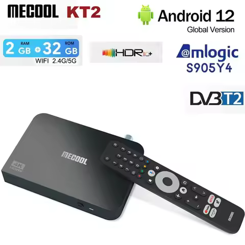 MECOOL KT2 DVB-T2 TV Box Best Android12 Smart TV Box Google Netflix Certified ATV 100M 4K WIFI 2.4G/