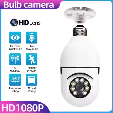 2MP 1080P E27 Lamp Head Holder Yoosee APP Wireless PTZ IP Dome Camera Full Color Night Vision Home S