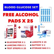 GA-3 (FULL SET 25) Blood Glucose Meter + 25 Strips + 25 Needles + 25 Alcohol Pad Glucometer MESIN CE