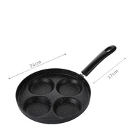 1pc 24cm 4 Holes Non-Stick Frying Pan Circular and Heart-Shaped Flat Bottomed Pan Hamburger Fried Eg